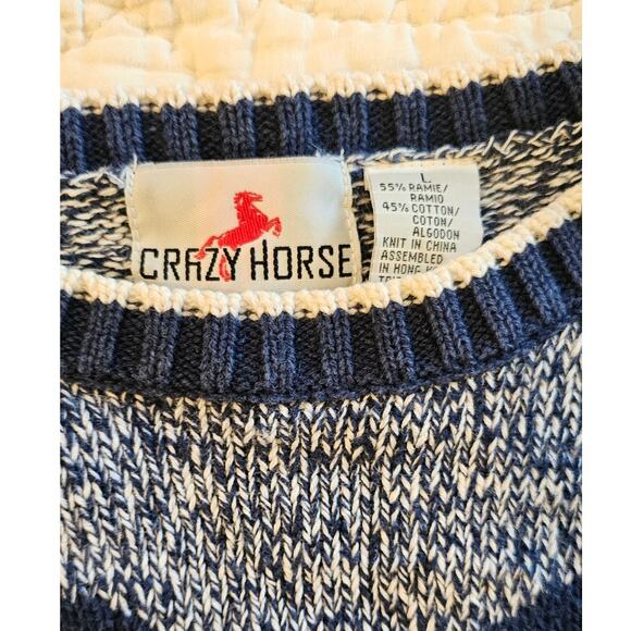 Vintage Crazy Horse American USA Flag Pullover Women Sweater Large Patriotic - Picture 4 of 4